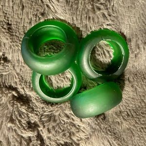 4-Vintage Green Glass Napkin Rings $10